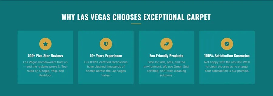 Carpet cleaning trust badges section