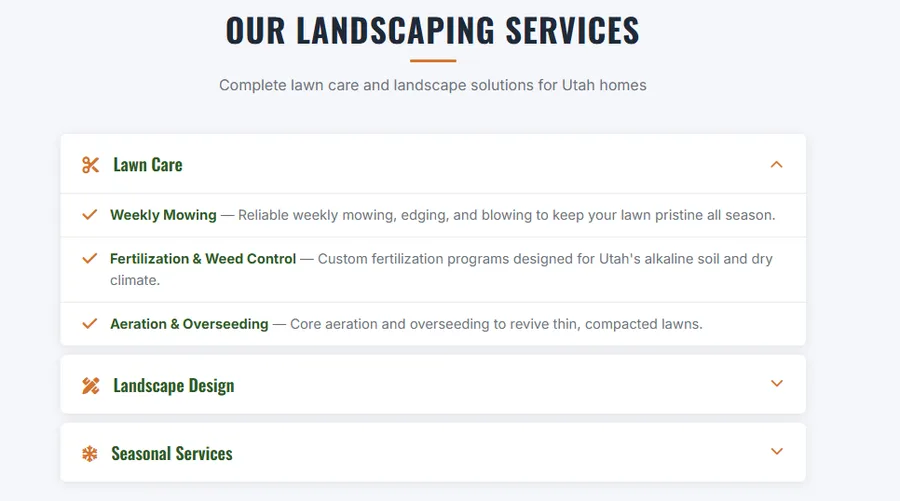 Landscaping services accordion
